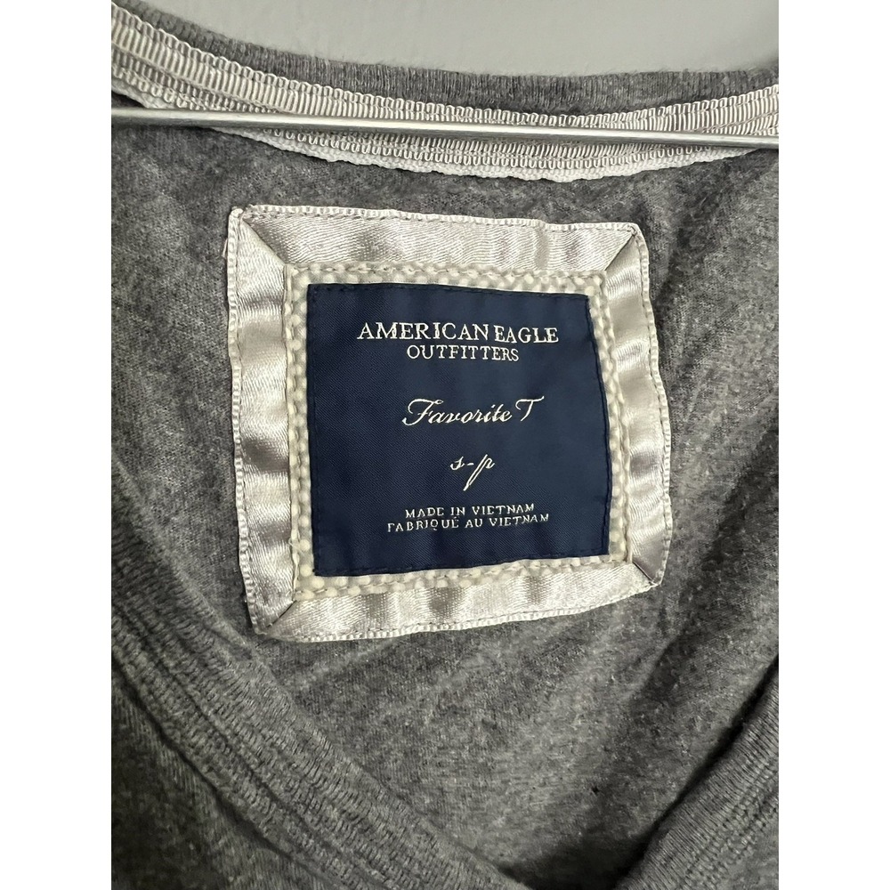 Y2k American Eagle Women's Gray V Neck T-Shirt sz S Layering Indie - Picture 2 of 6